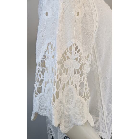 Lascana Tunic Top Large White Lace Crochet Hem Boho Coastal 1/2 Sleeve   
Beachy - Picture 5 of 12